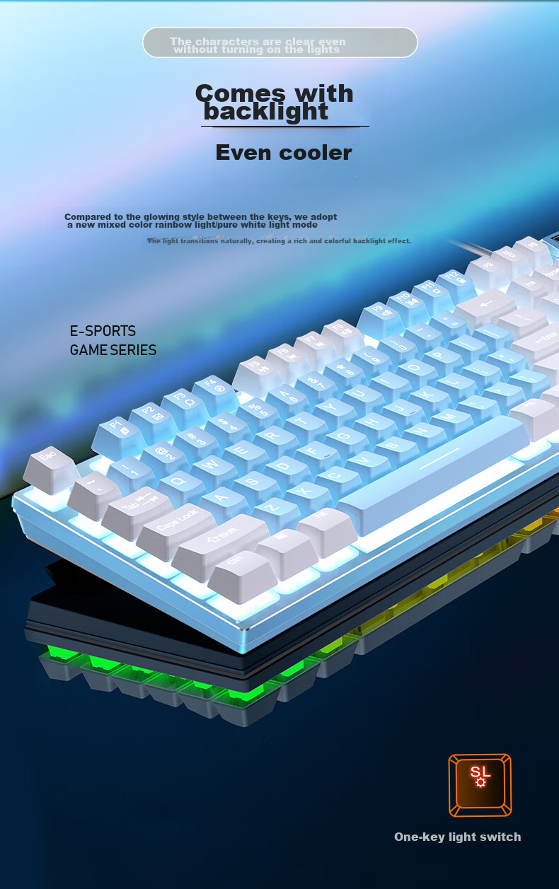 Проводная клавиатура YINDIAO K500, механическая, игровая, офисная, с подсветкой, USB