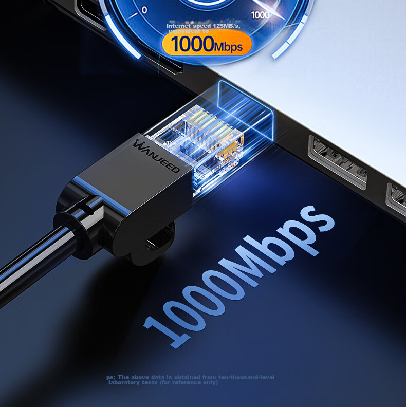 Сетевой кабель WANJEED Cat6 Ethernet, гигабитный высокоскоростной, 8-жильный витой, для домашней сети, мониторинга, широкополосный патч-корд, черный, 0.5 метра