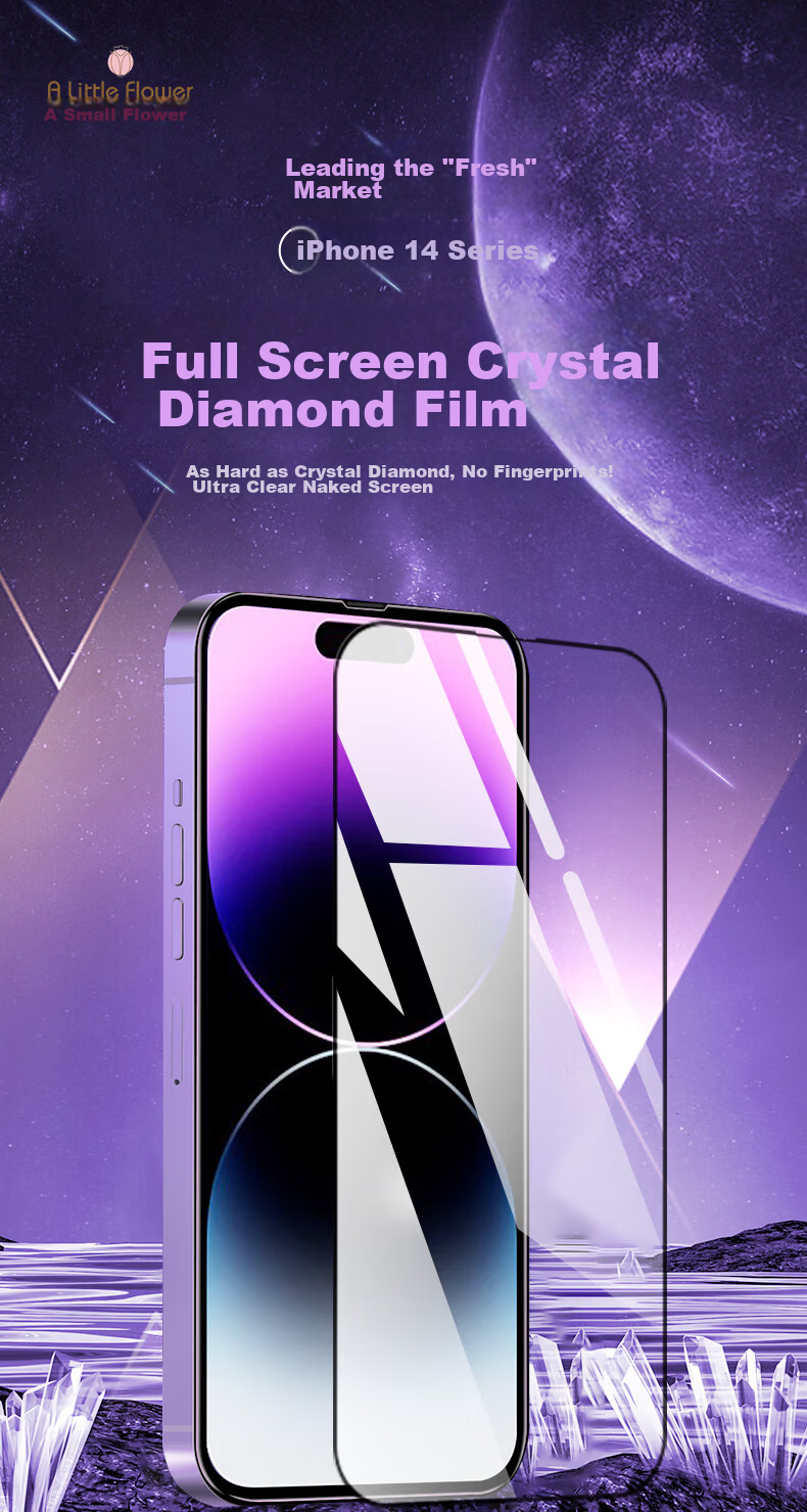 Защитное стекло ALittleFlower для iPhone 14 Pro Max, противоударное, ультратонкое, HD Clear, полное покрытие экрана