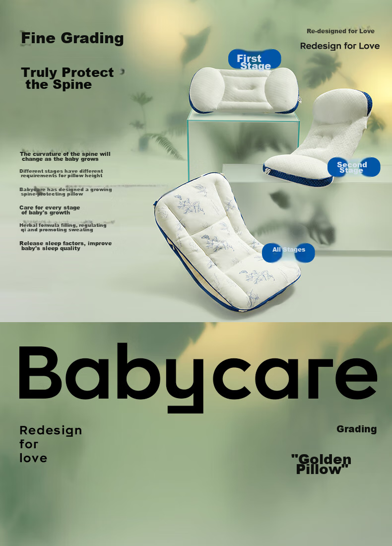 Подушка Babycare Дышащая силиконовая, 54x29 см, Спокойный синий (только наволочка)
