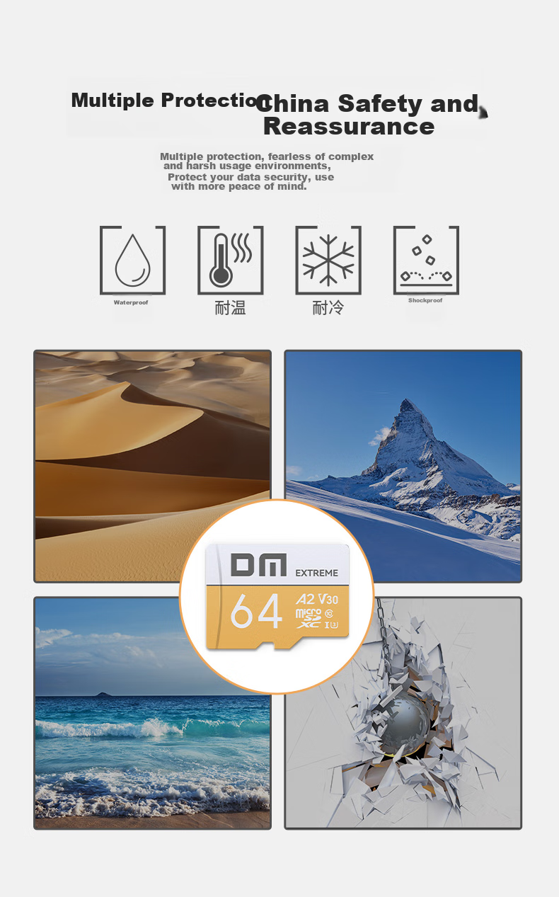 Карта памяти DM Gold Card A2 V30, 64 ГБ, TF (MicroSD), для игровых телефонов, видеорегистраторов, камер наблюдения, высокоскоростная внутренняя карта памяти