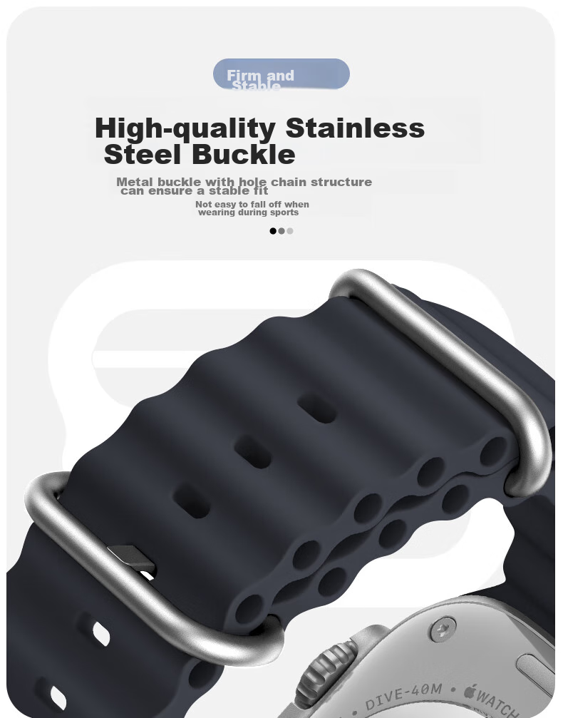 Ремешок Weiqiantu для Apple Watch Ultra 2/S9/S8 Ocean Band 7/6/SE2, спортивный силиконовый, 44/45/49мм, цвет полуночный