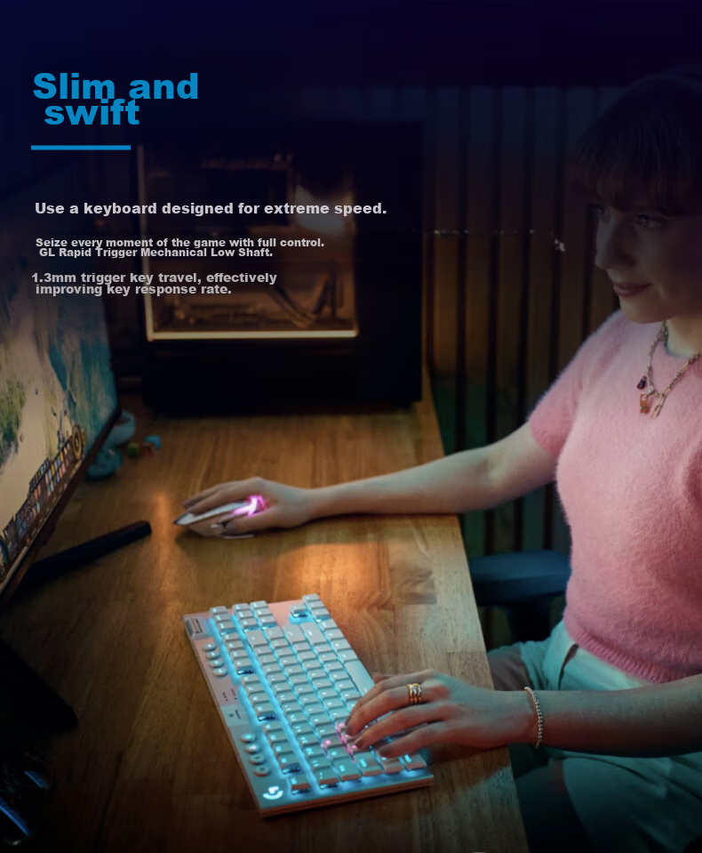Игровая механическая клавиатура Logitech G G915 X LIGHTSPEED TKL с низким профилем, беспроводная, белая, коричневый переключатель