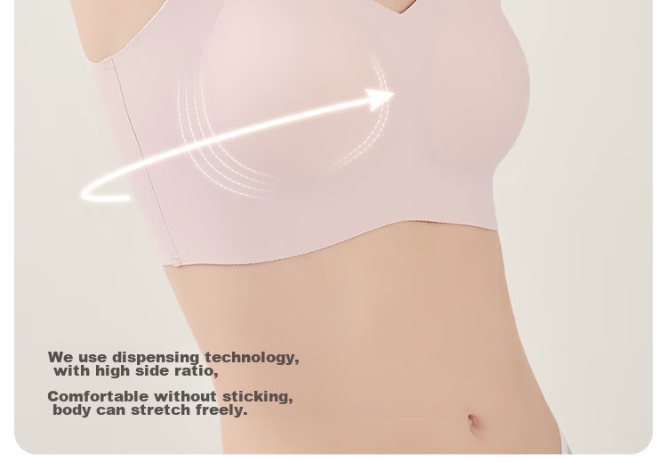 Спортивный бюстгальтер MiiOW Seamless Wireless, бесшовный, без косточек, с тонкой подкладкой, пуш-ап, цвет: телесный, размер L