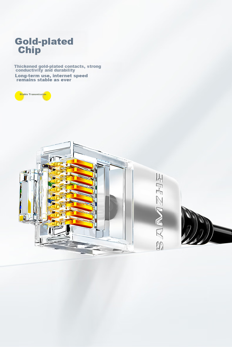 Сетевой кабель SAMZHE CAT6A Slim, чистая медь, 10 Gigabit, 1 метр, белый