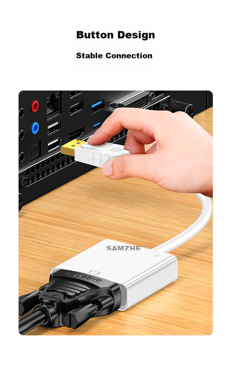 Адаптер SAMZHE ZJX-170, DisplayPort на DVI (Female), 1080P, белый