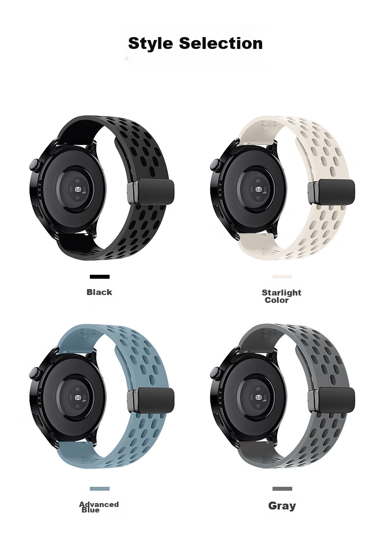 Ремешок MASI для Huawei Watch GT4/3/2/Pro, Honor Magic2, силиконовый, дышащий, с магнитным замком, 20 мм, прозрачный звездный цвет