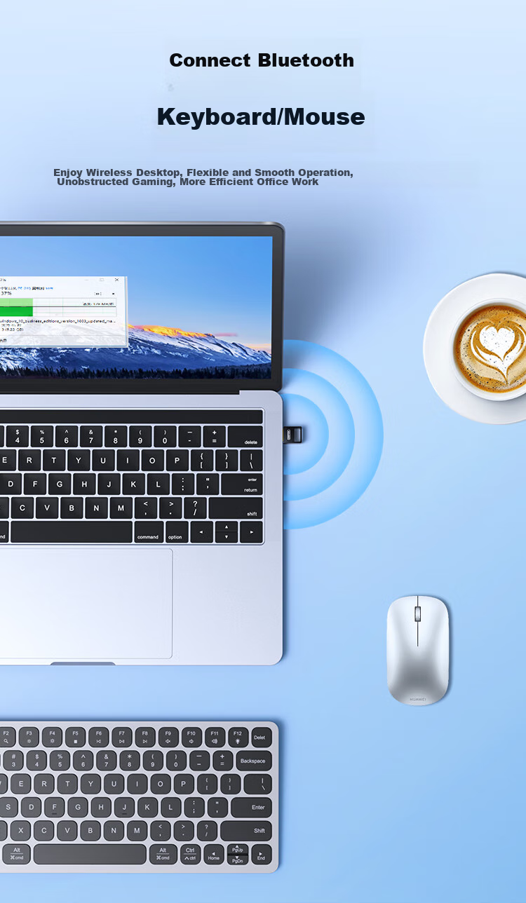 Адаптер UNITEK USB Bluetooth 5.3, приемник Bluetooth для ПК, беспроводное подключение для мыши, клавиатуры, наушников, колонок, модель B108A