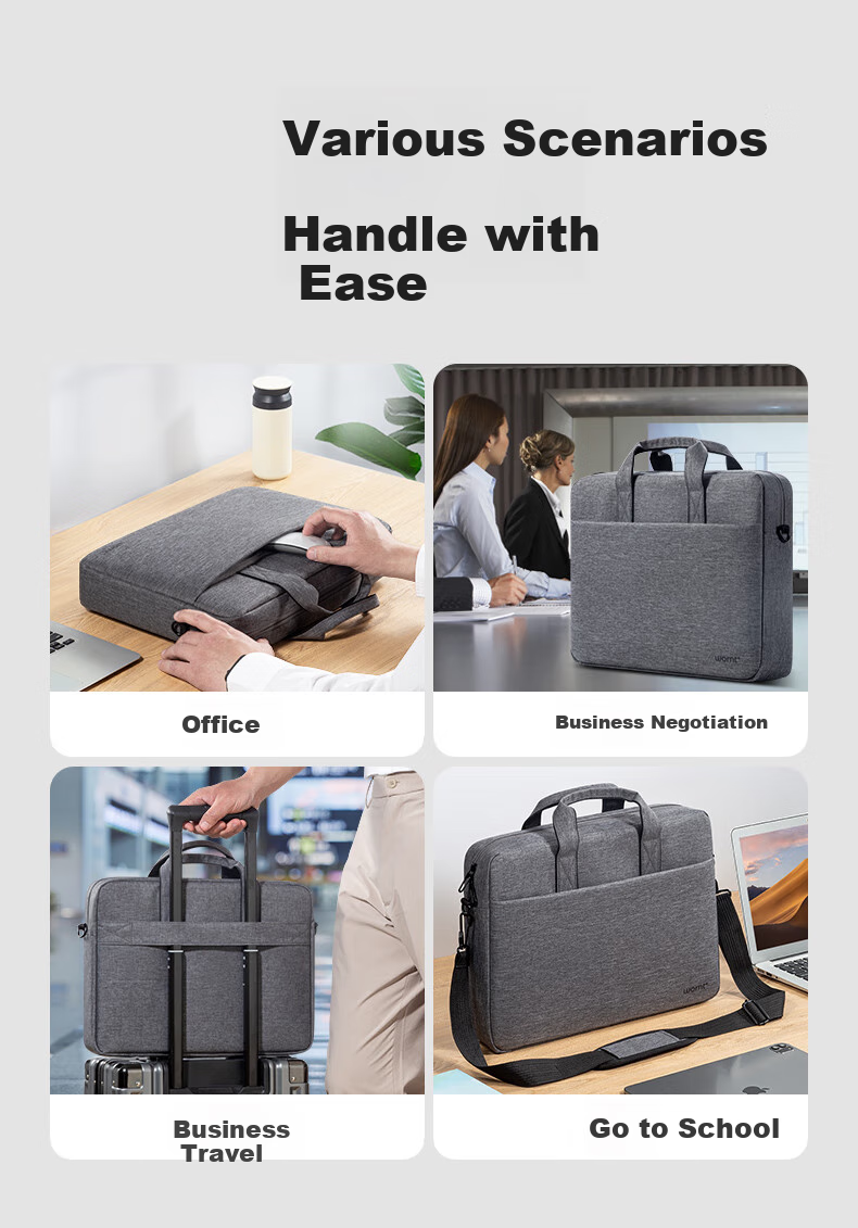 Сумка для ноутбука WOMT, ручная, для 13/14 дюймов, совместима с Apple, Lenovo ThinkPad, Huawei Matebook, ASUS, Dell, Microsoft, Xiaomi, для мужчин и женщин, серая