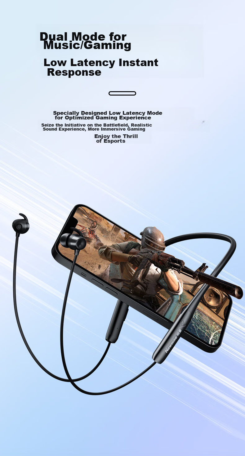Беспроводные наушники Newmine C58 с шейным ободком, Bluetooth 5.2, шумоподавление ENC, до 12 часов работы, водонепроницаемость IPX5, Type-C