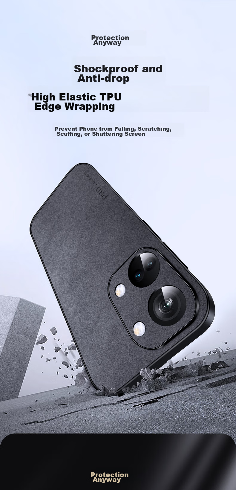 Чехол для телефона Shangsu для OnePlus ACE2V, противоударный, с полной защитой объектива, черный