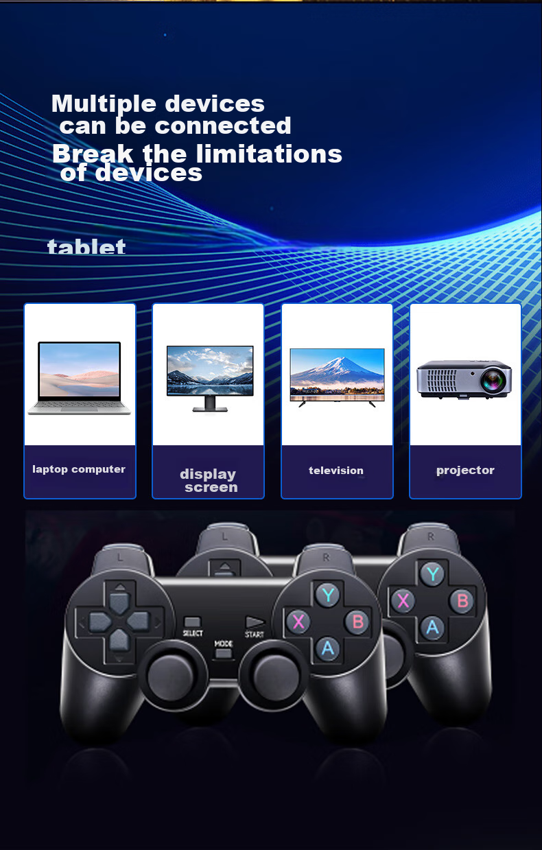 Игровая приставка Xiaobawang D104Pro с беспроводными геймпадами, 4000 игр, ретро-консоль для ТВ