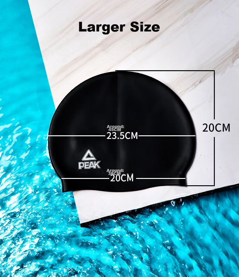 Плавательная шапочка PEAK Silicone, водонепроницаемая, с защитой ушей, удобная, увеличенная, для длинных волос, для мужчин и женщин, взрослых, для профессиональных тренировок, серебристая