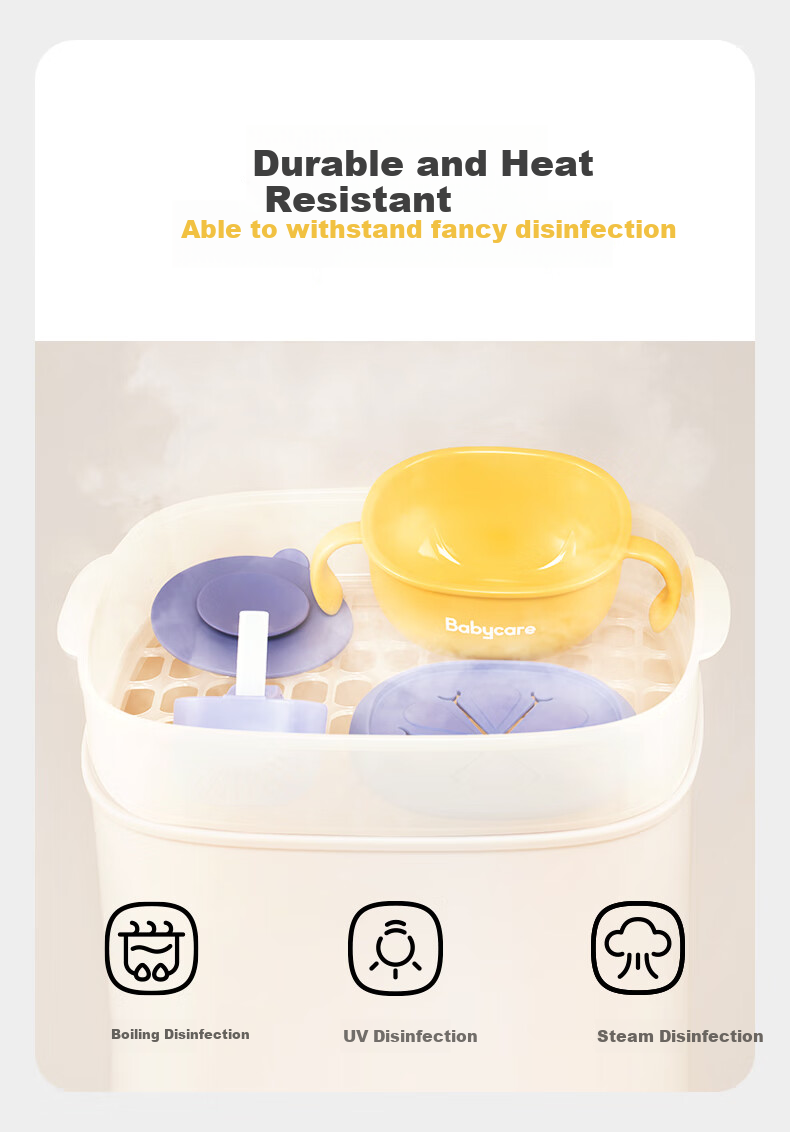 Детская поилка-чаша Babycare с присоской, для супа, 3-в-1, для детей от 9 месяцев, цвет "Озерный Циан"
