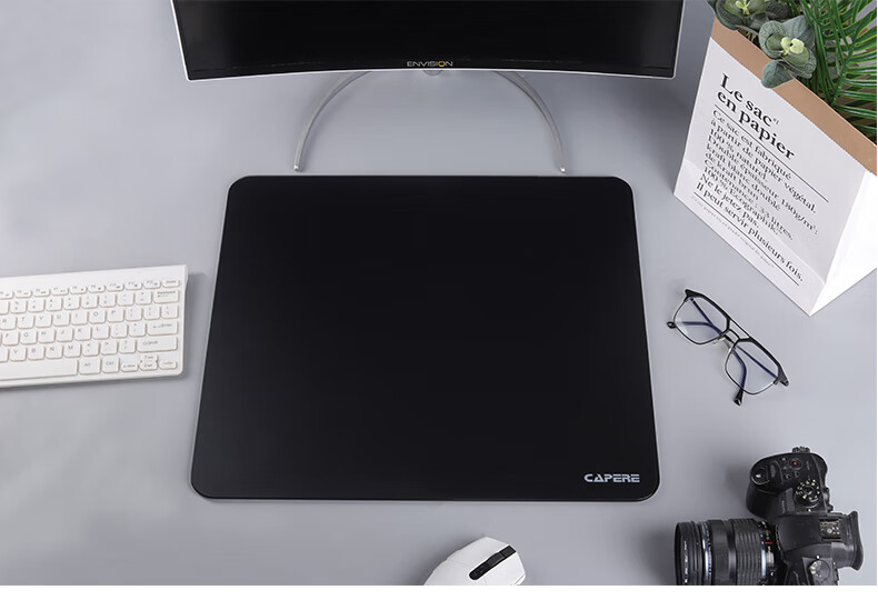 Игровой стеклянный коврик для мыши CAPERE, водонепроницаемый, противоэрозионный, толстый, с нескользящей основой из ПУ, размер 450x400x6 мм, цвет "Яркая луна белая"