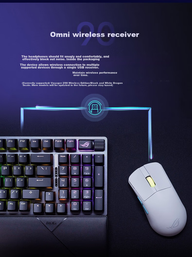 Беспроводная механическая клавиатура ROG Warrior 2 98, игровая, с RGB-подсветкой, 96 клавиш, NX Snow White Switches, черный