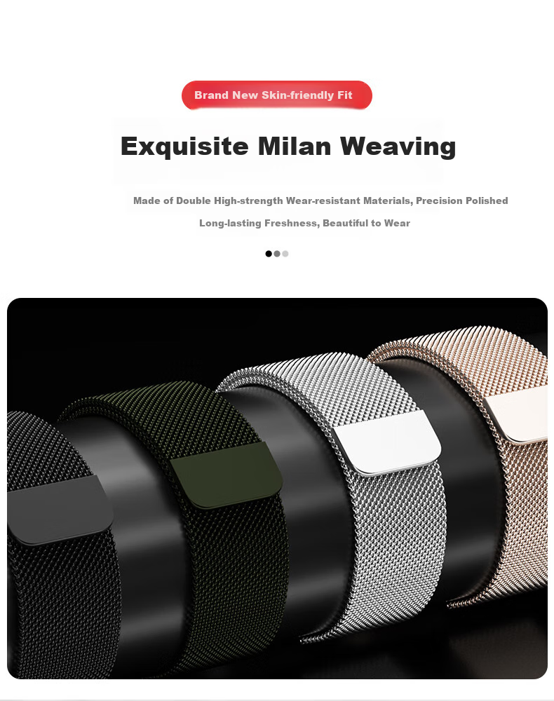 Ремешок BHO Milanese Loop из нержавеющей стали для Apple Watch S11/S10/SE/Ultra3, магнитная застежка, размер 38/40/41/42 мм