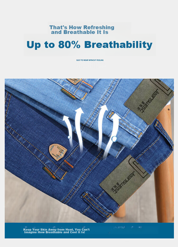 Мужские джинсы JEANSWEST, модель 2025 Autumn, из тонкого ледяного шелка, свободного прямого кроя, универсальные повседневные брюки, светло-голубые, размер 34