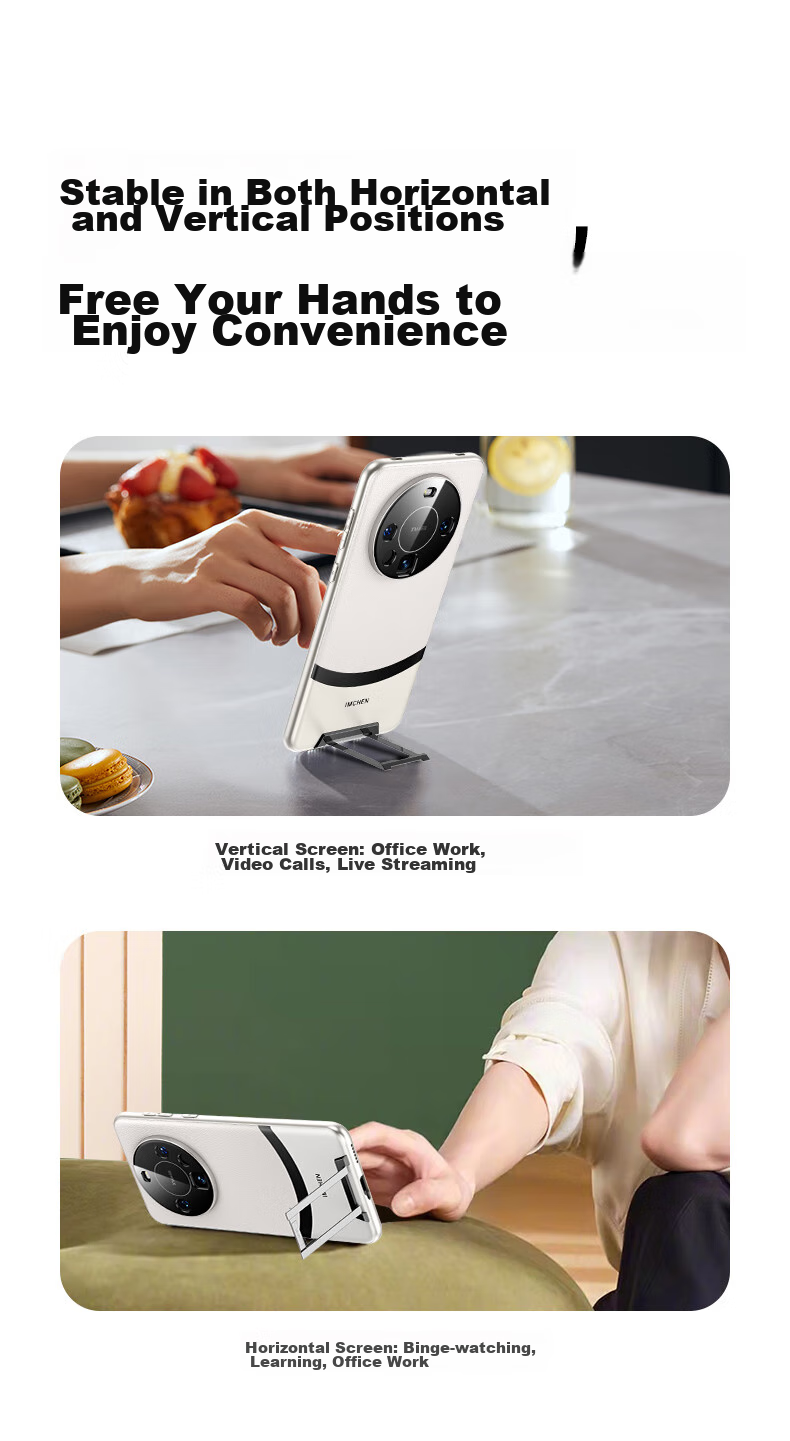 Чехол для Huawei Mate60 Pro/Pro+ IM-CHEN Xuan White, с невидимой подставкой, защита камеры, металл + кожа, ультратонкий
