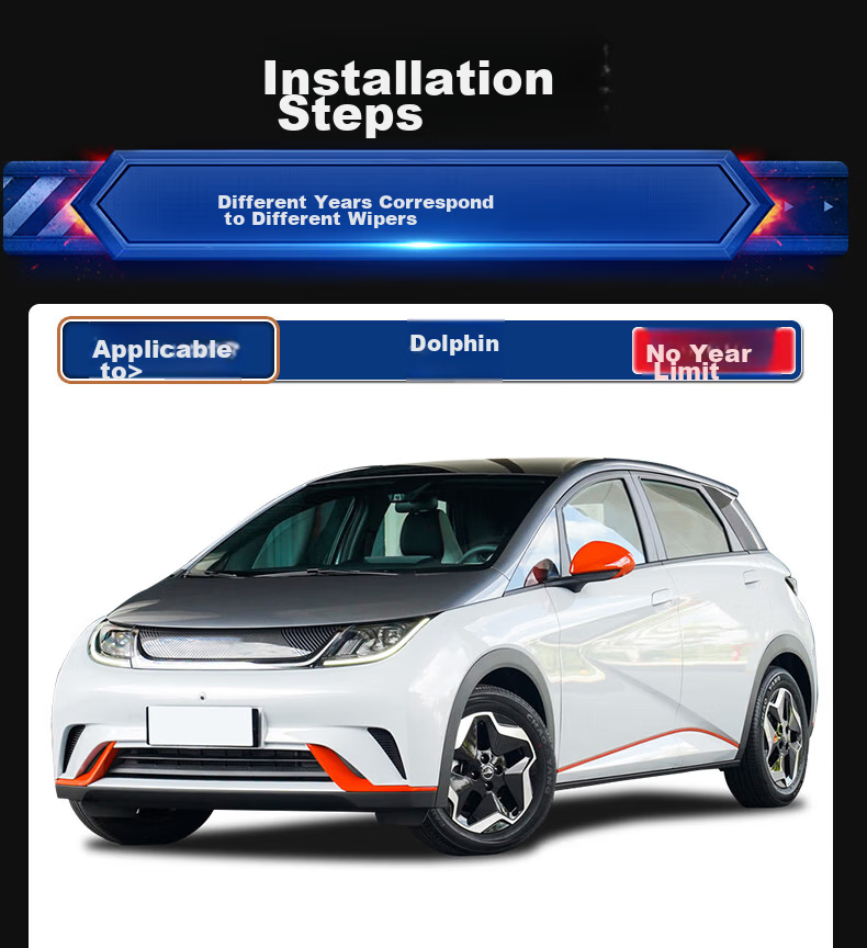 Комплект дворников YITU для BYD Dolphin, оригинальный размер, резиновые полосы класса А, 1 пара