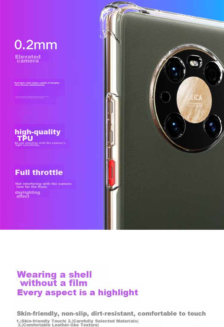Противоударный чехол ESCAPE с полным покрытием и воздушной подушкой для Huawei Mate40 Pro/40E Pro (с отверстием для шнурка), обновленная прозрачная белая версия серии ES-Ip9