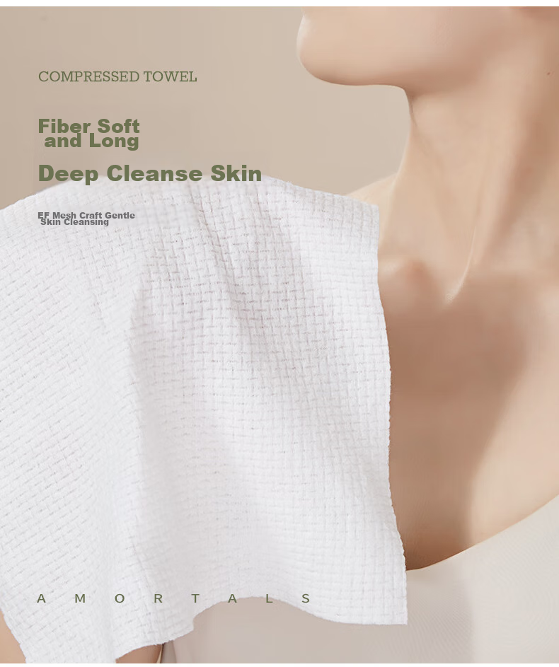 AMORTALS Одноразовые сжатые полотенца для лица, 60 шт., влажные и сухие, портативные, подарочные