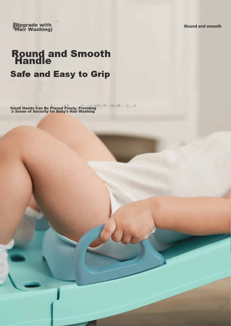Детское кресло-шезлонг для мытья головы babyhood, складное, с функцией лежания, для домашнего использования, с ПВХ подушкой, свежий зеленый