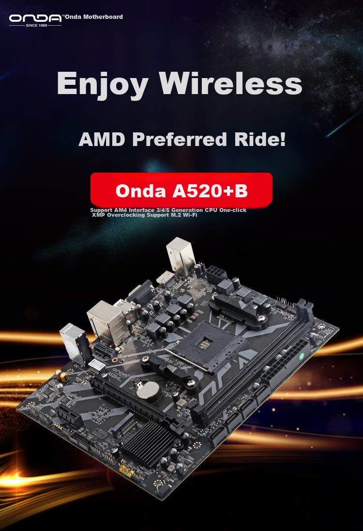 Материнская плата ONDA A520+B (Socket AM4, M.2 WiFi, DDR4, M-ATX)