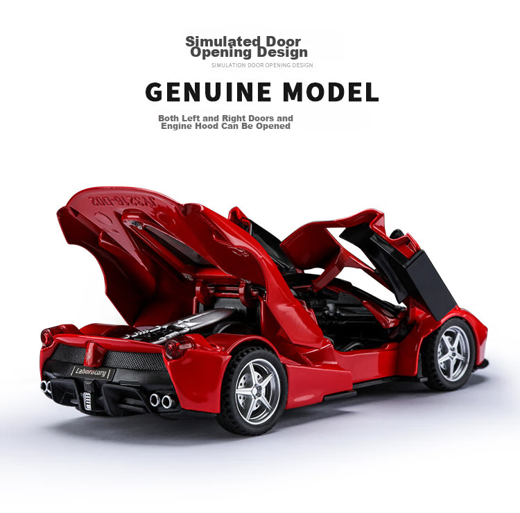 Машинка Anby Families Ferrari GT, металлическая, масштаб 1:32, для детей от 3 до 6 лет, с звуковыми и световыми эффектами, подарочная упаковка
