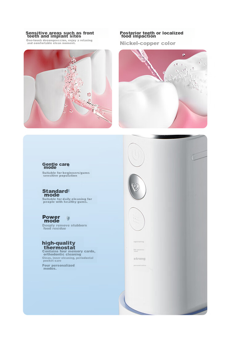 Huawei Zhixuan Libode Smart Oral Irrigator Pro, портативный ирригатор для полости рта с выдвижной конструкцией, очиститель зубов, подарок для парня и девушки на День святого Валентина, цвет "Ледяной кристалл" (синий)