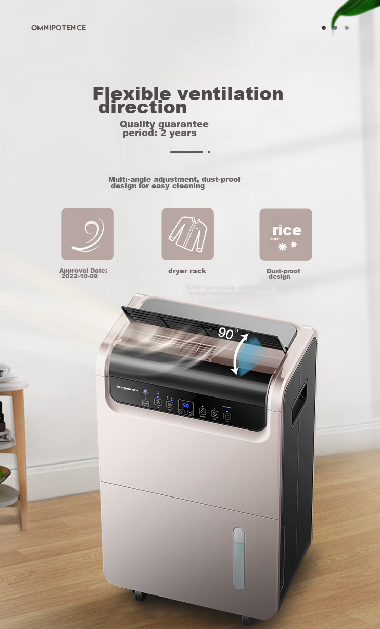 Осушитель воздуха Eurgeen OJ-550EP, 50 л/день, 70-120 м², насосная дренажная система, очистка воздуха, с таймером, белый