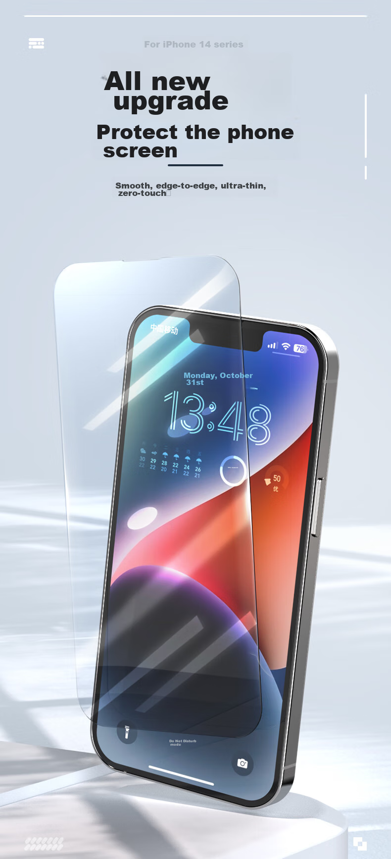 Защитное стекло LLUNC для Apple iPhone 14 Plus/13 Pro Max, ультратонкое, полное покрытие, высокое разрешение, защита от царапин и отпечатков пальцев
