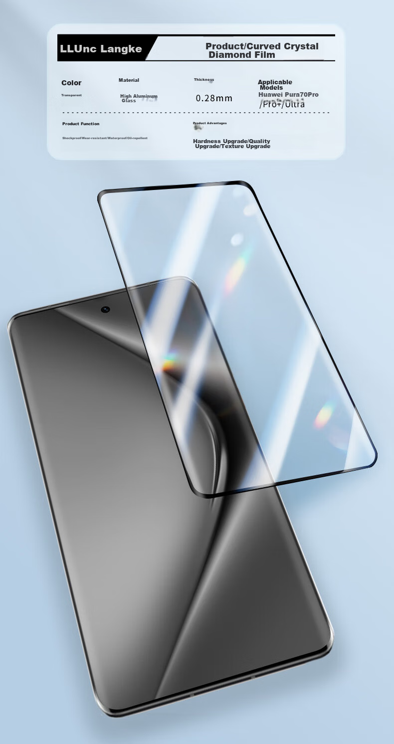Защитное стекло LLUNC для Huawei Pura 70 Pro/Pro+, Full Coverage HD Ultra-Thin Shatterproof Anti-Fingerprint Protective Film