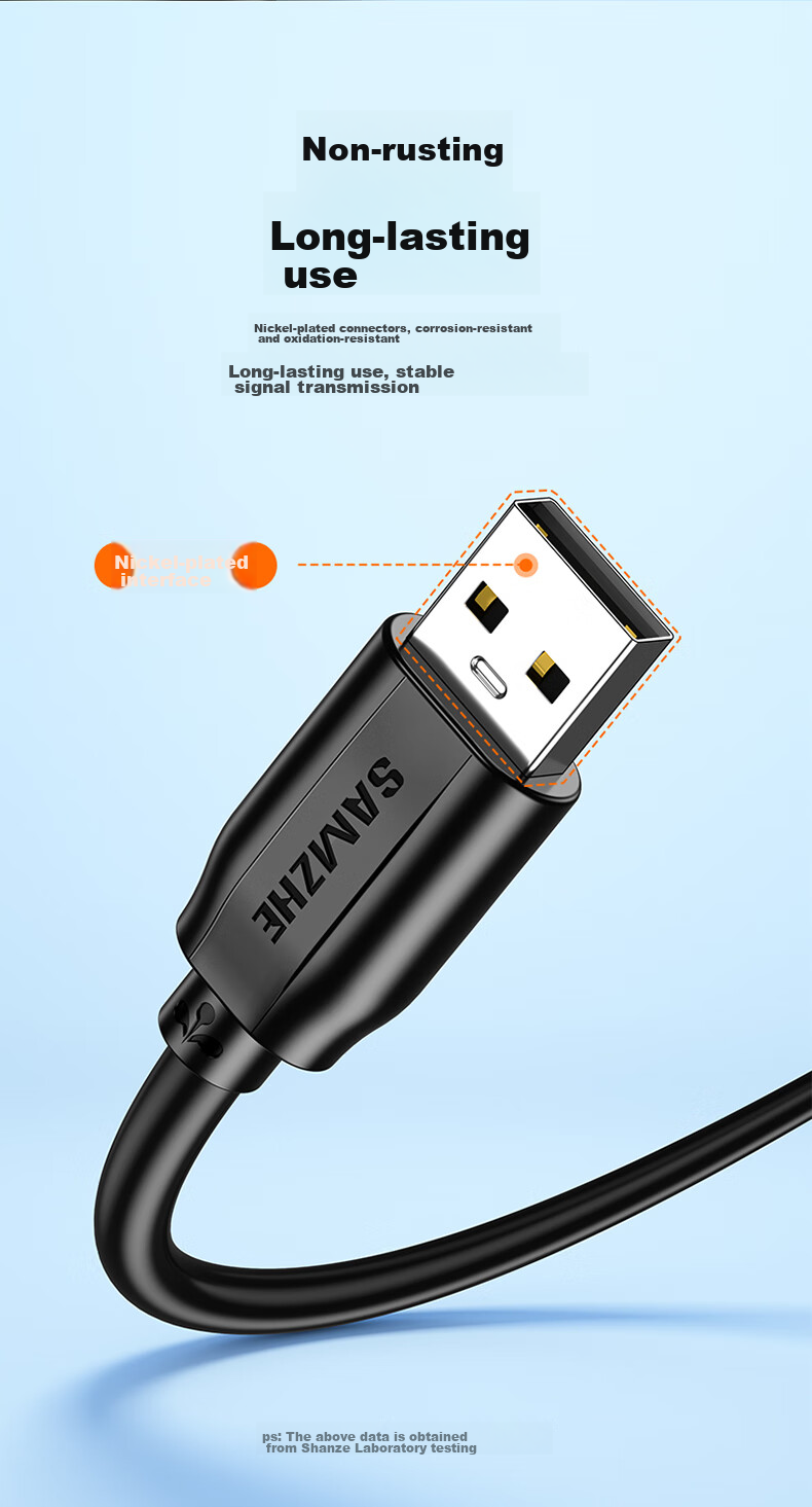 Кабель SAMZHE USB 2.0 Male to Male, 2 метра, черный, TMG-20