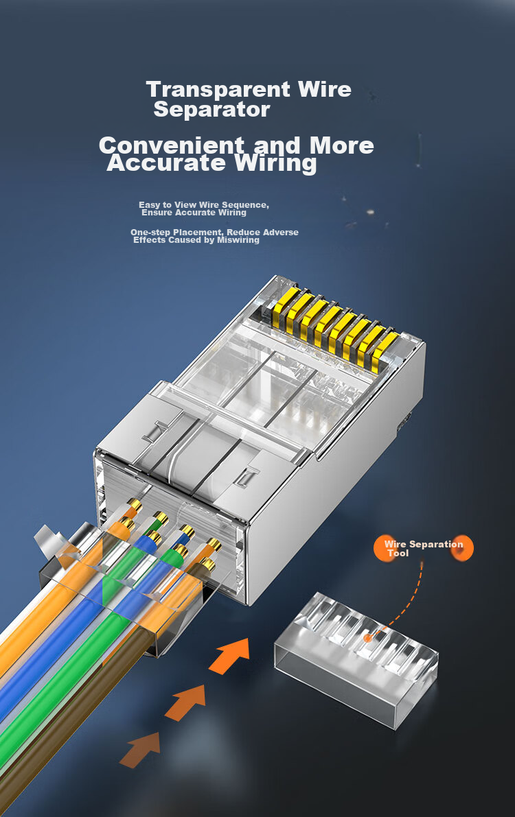 Разъемы CHOSEAL Cat6A экранированные RJ45, гигабитные сетевые кристаллические головки, профессиональные сетевые штекеры, двухкомпонентный дизайн, 20 шт., QS9076Z20