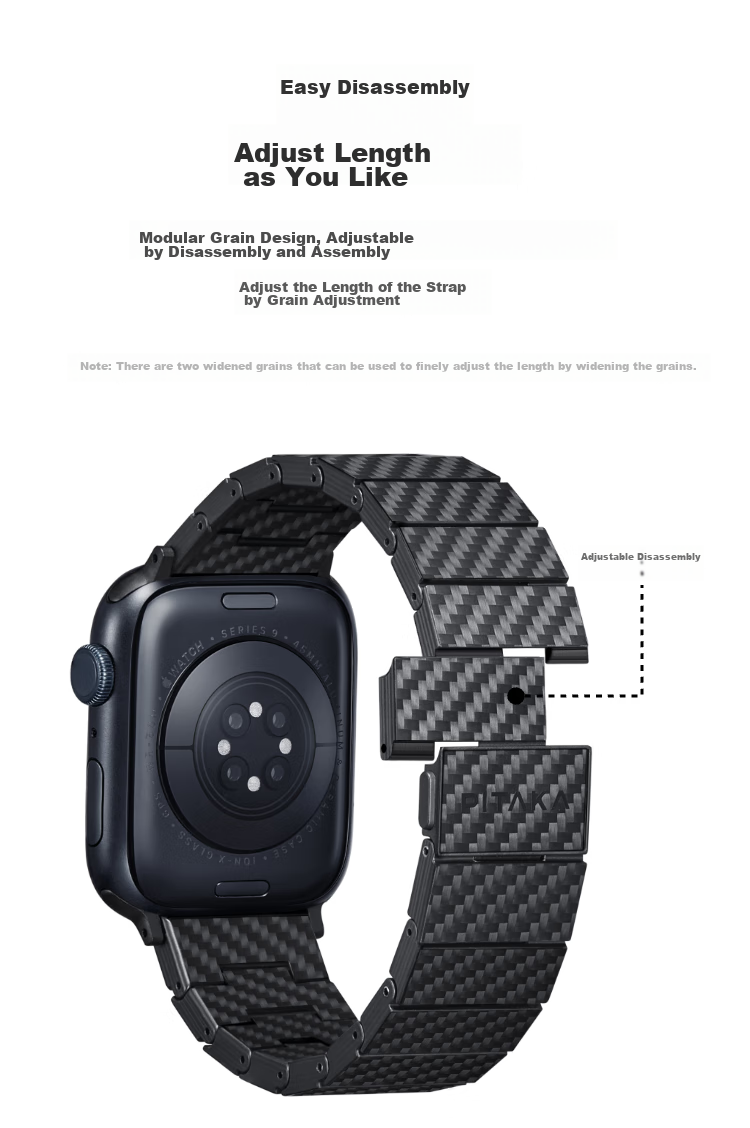 Ремешок PITAKA для Apple Watch Ultra 2/S9/S8/7/6/5/4/3/SE, из углеродного волокна, магнитный, современный стиль, полный размер