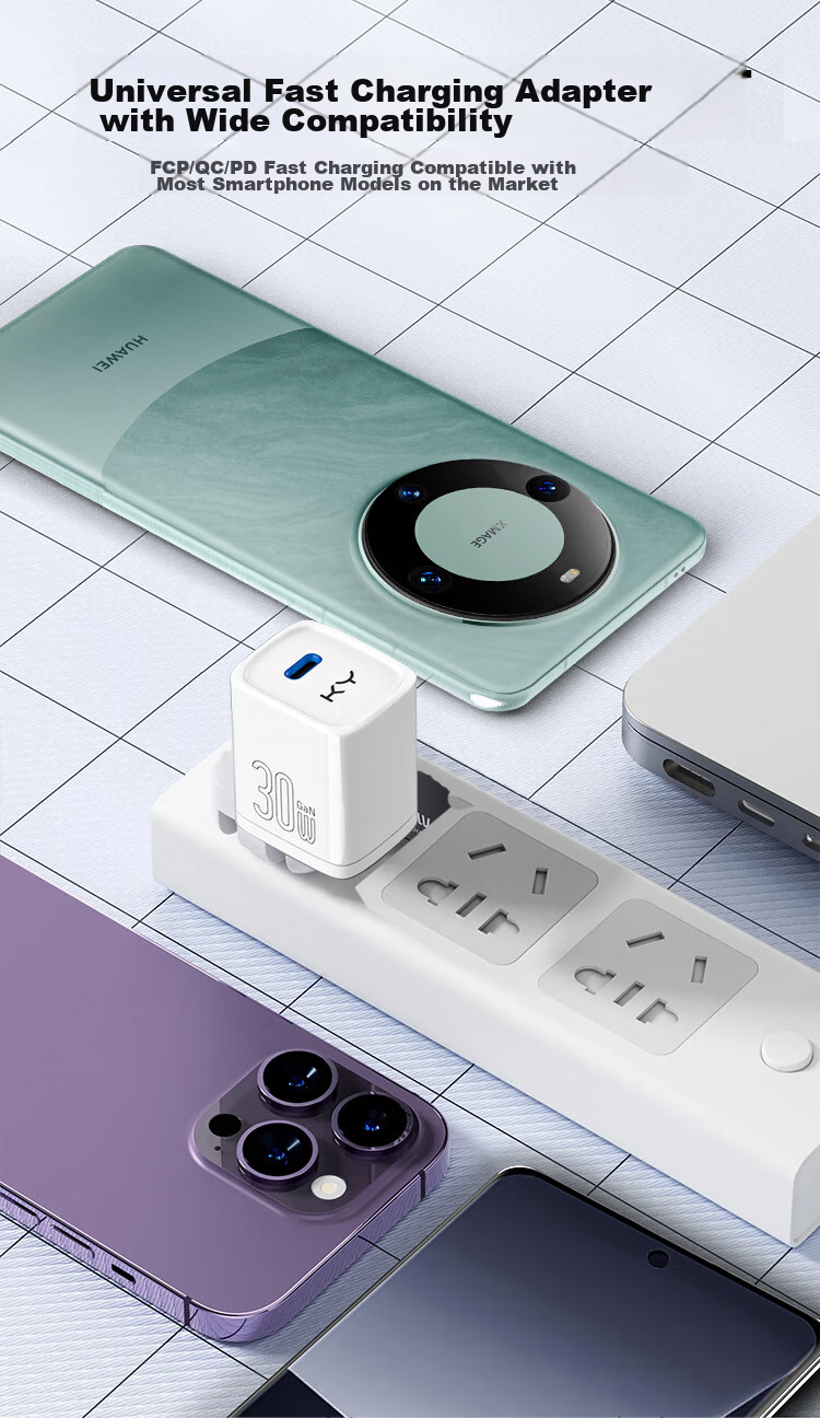 Зарядное устройство KY Kangyou GaN 30W, белый, с кабелем Type-C, для iPhone 15/16 Pro Max/Plus