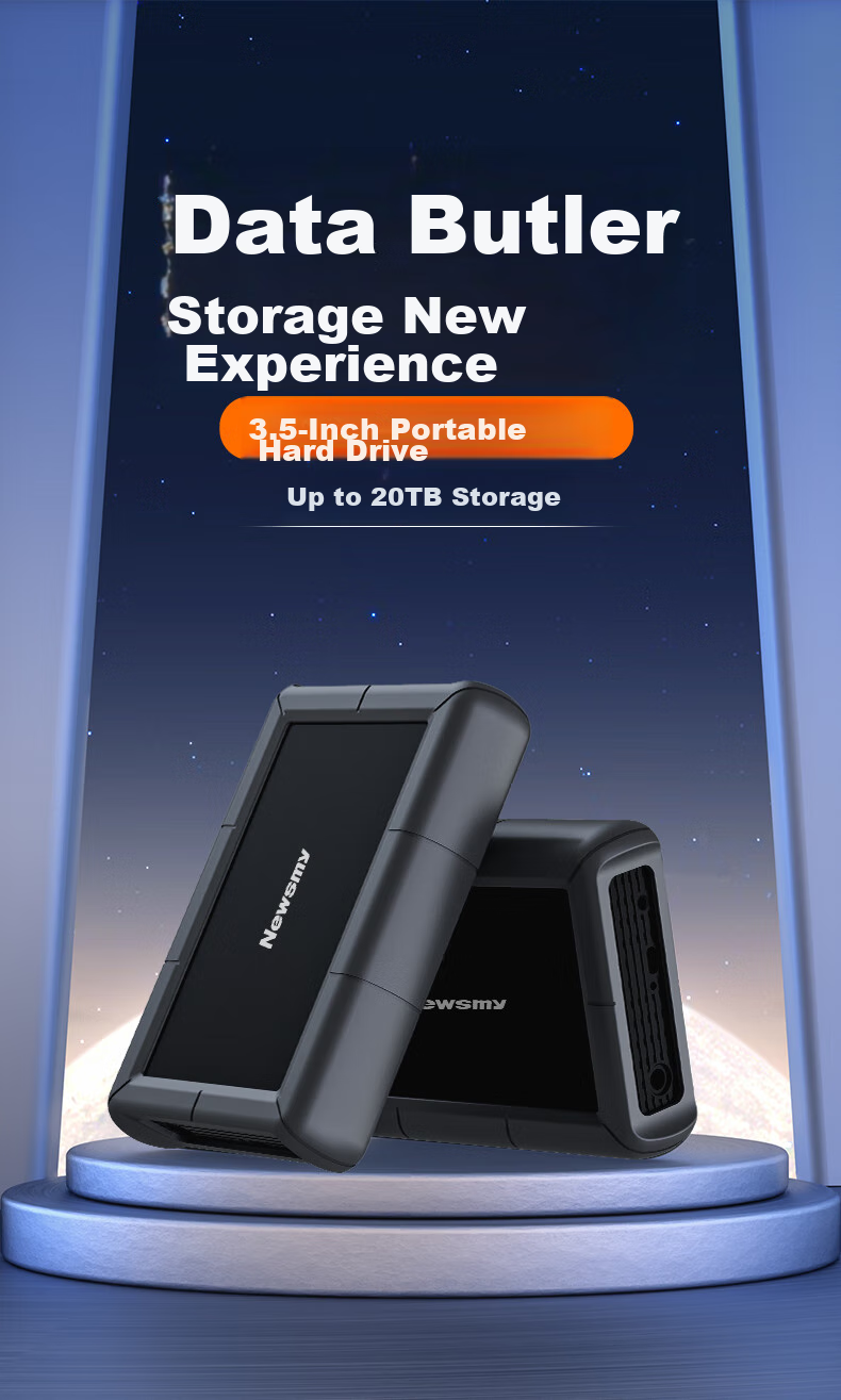 Портативный жесткий диск Newsmy Xingji Series, 3.5 дюйма, настольное хранилище, Type-C USB 3.1, 4 ТБ, черный