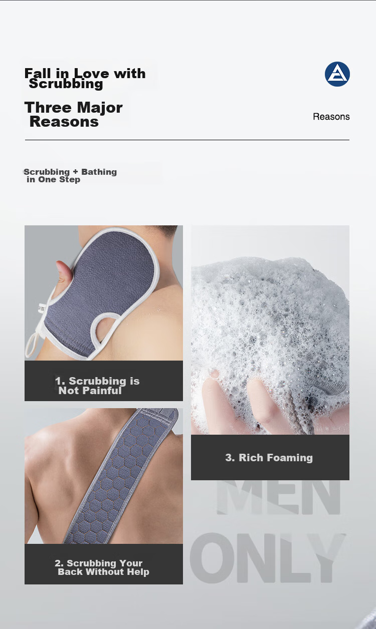 Набор для ухода за кожей Creative Art, exfoliating washcloth set for men, 3 предмета, банное полотенце, скраб для спины, мочалка для душа, губка для ванны, люфа для отшелушивания с грубым и мелким песком