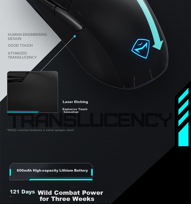 Игровая мышь MACHENIKE M7Pro, проводная/беспроводная, 8925 E-Sports, эргономичная, симметричная, легкая, черная