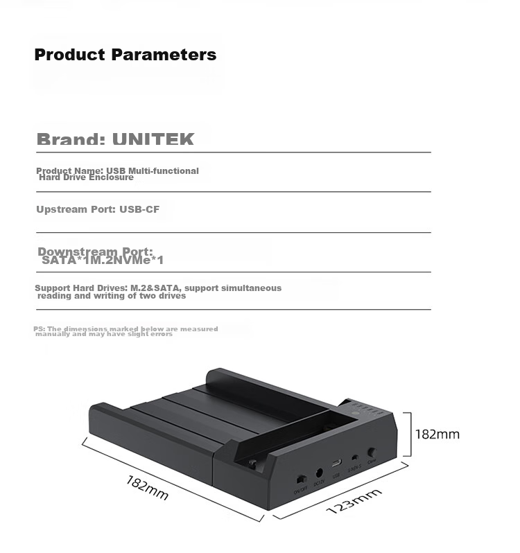 Клонер жестких дисков UNITEK M.2 NVMe/SATA, док-станция для клонирования 2.5/3.5 дюйма, внешний корпус для HDD/SSD, для чтения и копирования данных