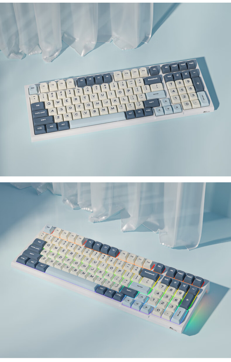 Механическая клавиатура RK R98, 99 клавиш, трехрежимная (2.4G, Bluetooth, проводная), RGB подсветка, Sky Blue RGB Smoky Blue Switches