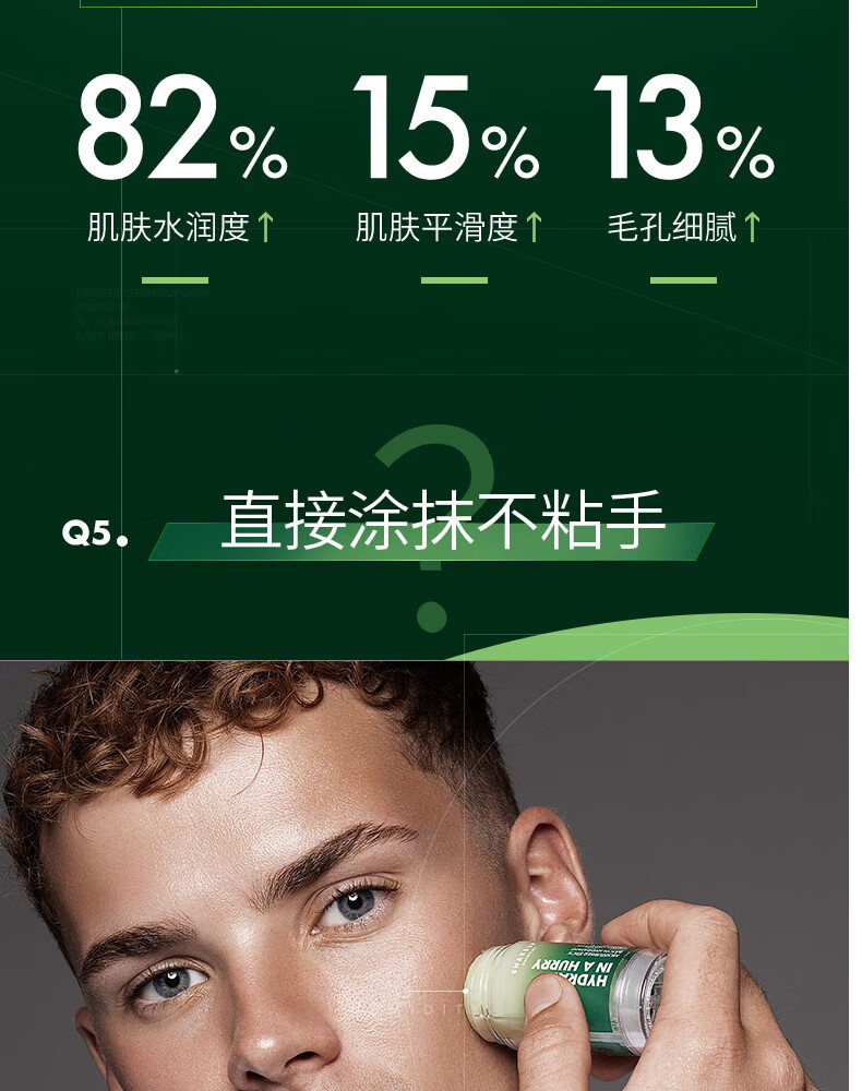 SHAKEUP COSMETICS黄瓜精华润肤棒补水保湿控油面部男士专用乳霜滋润紧致修护