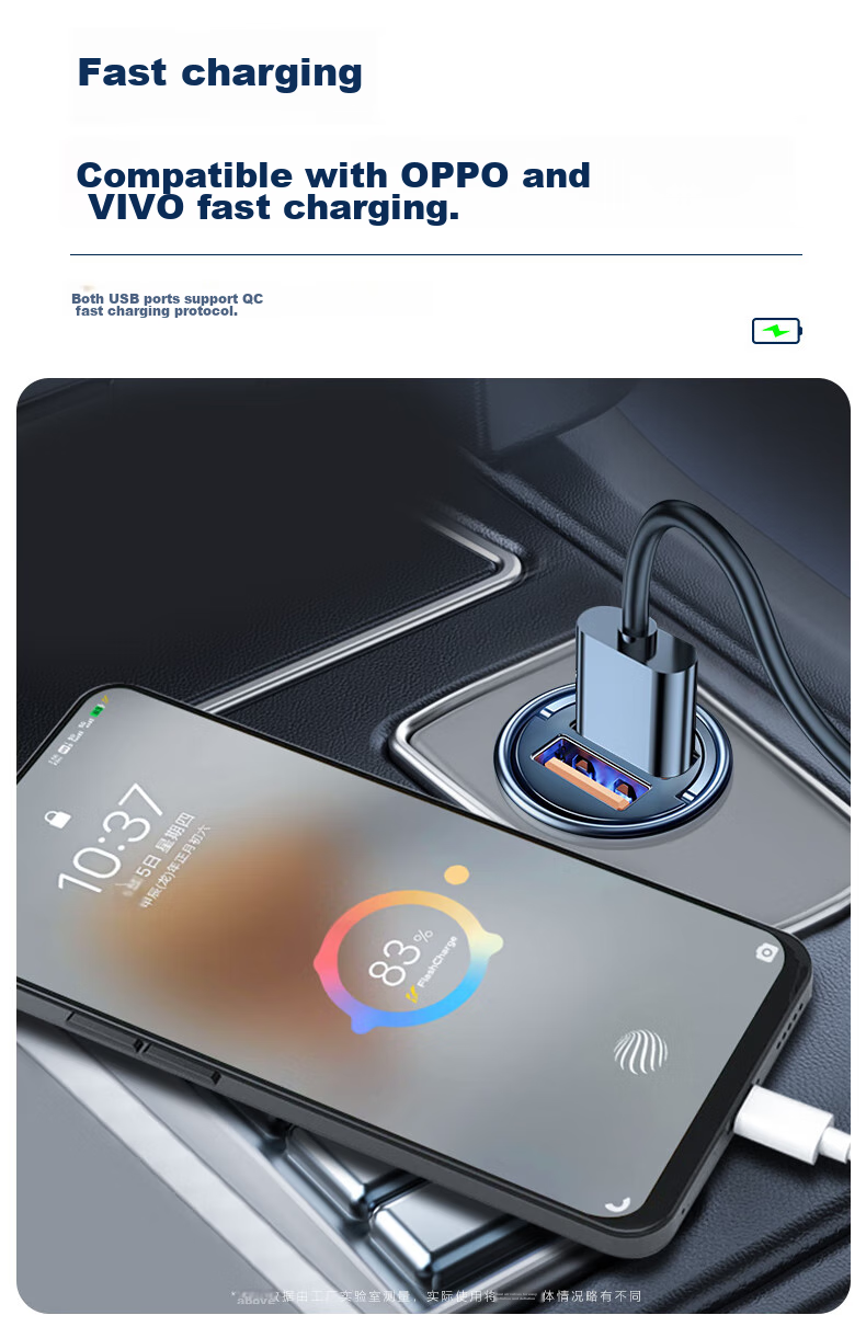 Автомобильное зарядное устройство Newsmy Dual Port Super Fast Charging Flash Charger, многофункциональная мини-зарядка для автомобильного прикуривателя, 100 Вт