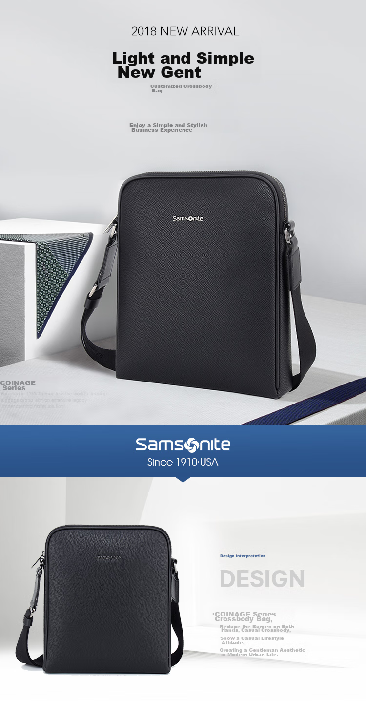 Мужская сумка Samsonite, повседневная сумка-портфель, вмещает IPad, для деловых поездок, подарок на Новый год и День святого Валентина, TK3
