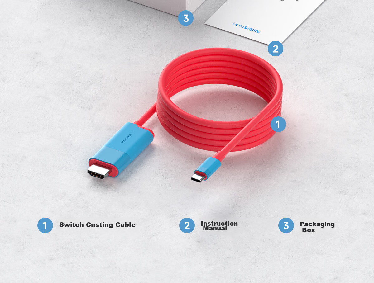 Кабель Hagibis Type-C - HDMI 4K@30Hz, 2 метра, черный/белый