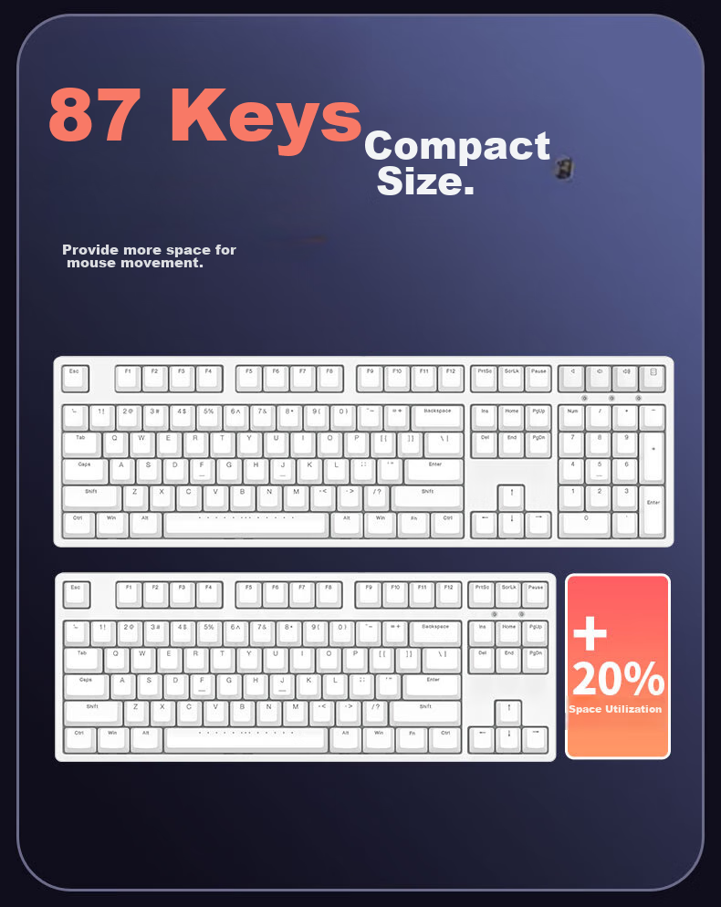Механическая клавиатура Ikbc C87, проводная, 87 клавиш, Cherry MX White Brown