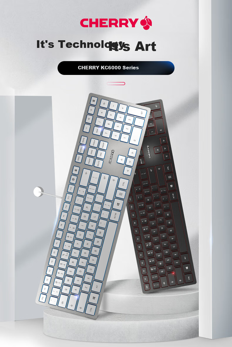 Проводная клавиатура CHERRY KC6000 Silver, полноразмерная, мембранная, с SX-ножничным механизмом, серебристая