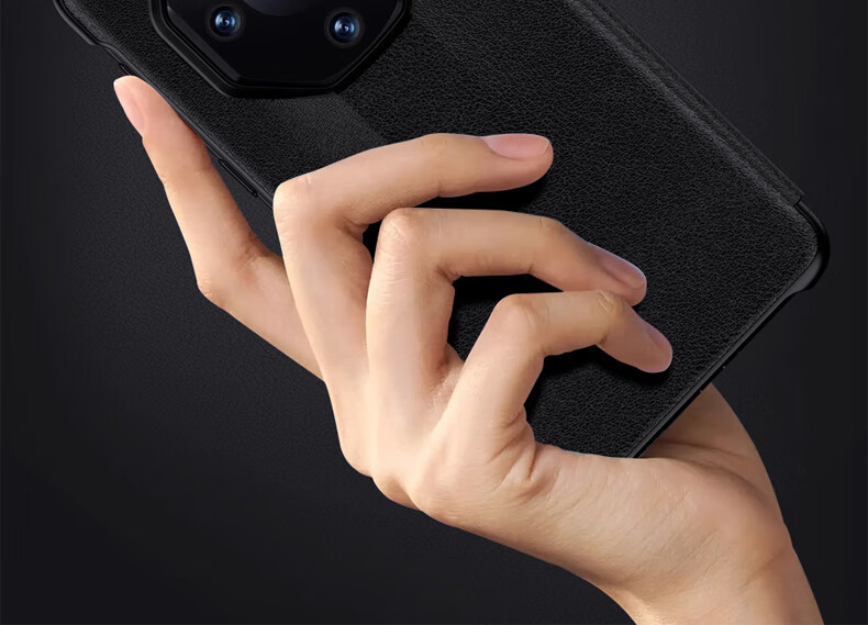 Чехол ZhengJian для Huawei Mate60 RS Porsche Design, флип-чехол с окном Smart View, из натуральной кожи, полная защита, противоударный, рубиново-красный