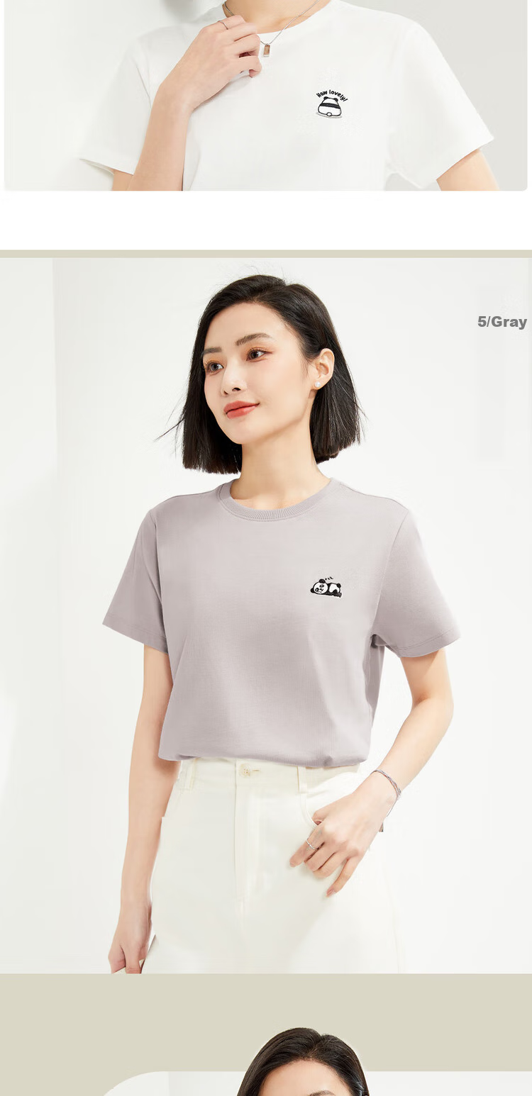 Женская футболка Giordano с коротким рукавом, летняя хлопковая футболка с небольшой вышивкой, круглый вырез, повседневный топ